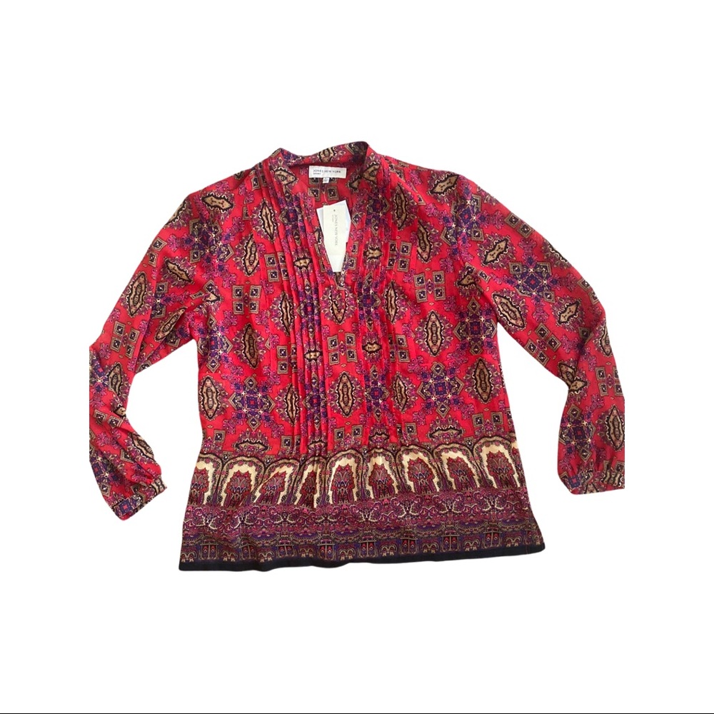 Jones New York Sport Pullover Shirt Blouse Floral